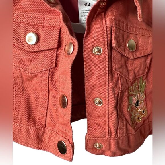 Little Lass Cropped Flower Embroided Jacket 18 Months - Picture 3 of 6